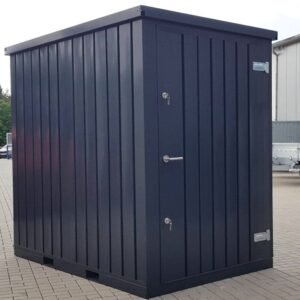 Materialcontainer MC1, lackiert RAL 7021 Schwarzgrau, H 2090 x B 1500 x T 2280 mm, Tür stirnseitig einflügelig