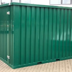 Container MC3, lackiert RAL 6005 Moosgrün, H 2090 x B 2142 x T 2950 mm, Tür stirnseitig einflügelig