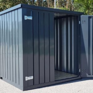 Materialcontainer MC4, lackiert RAL 7016 Anthrazitgrau, H 2090 x B 2142 x T 3882 mm, Tür stirnseitig zweiflügelig